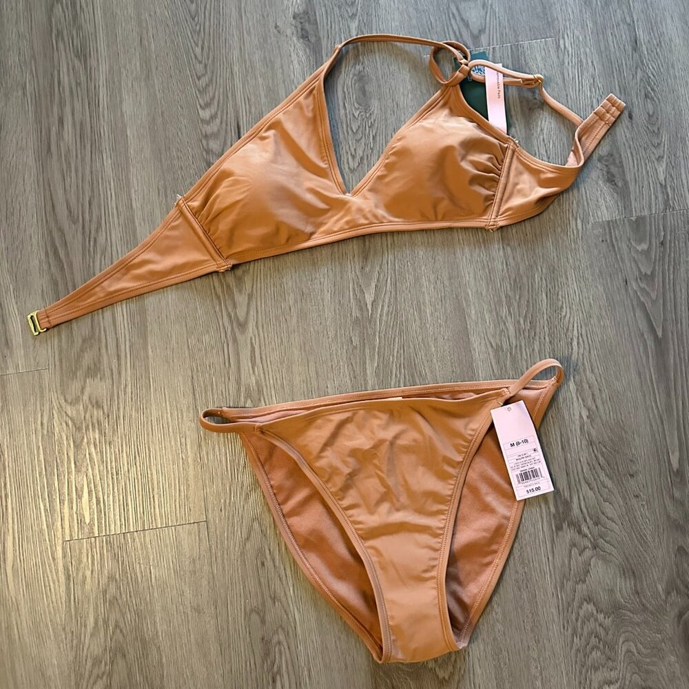 New with Tags Swim Suit Bikini Top and Bottom - Beige Brown -Wild Fable - Medium